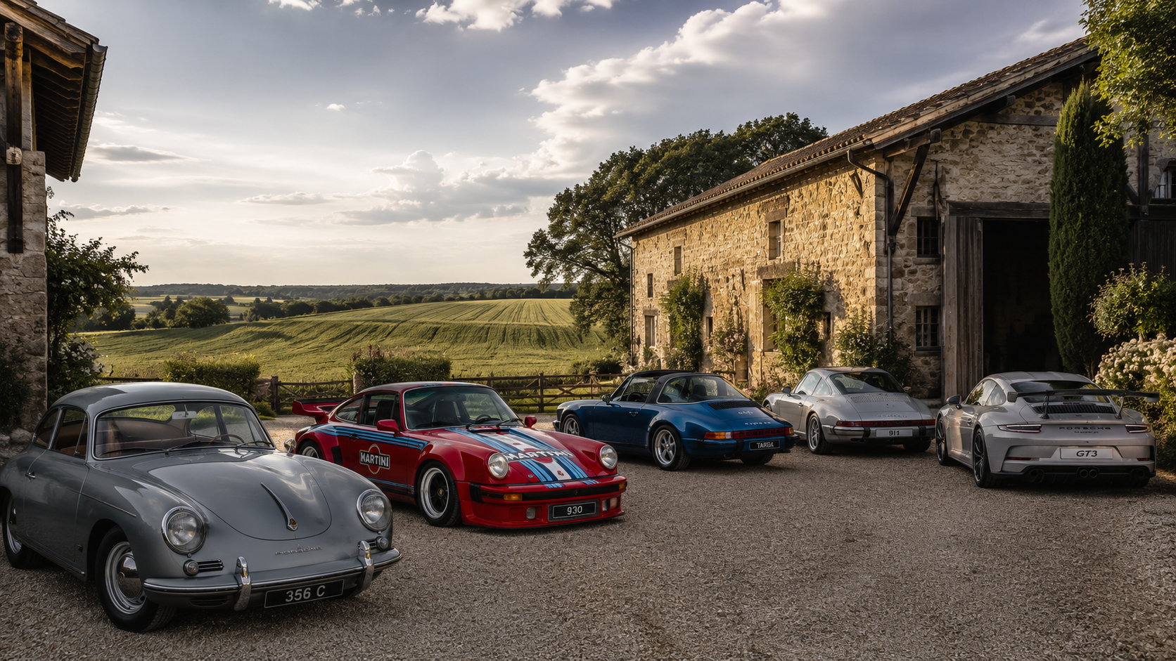 Collection Porsche exposée dans la grange — musée immersif